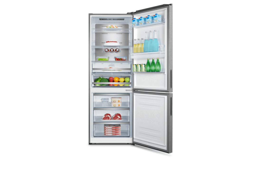 Hisense BCD-469W Refrigerator - Half open view filled