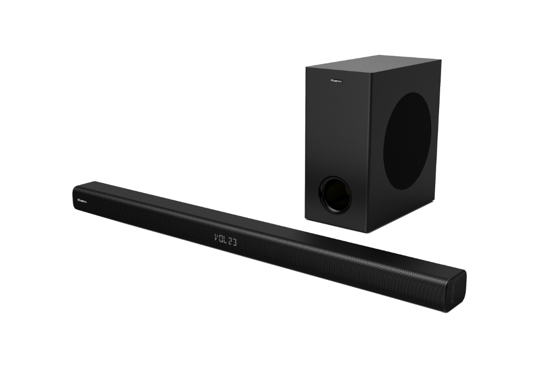 Hisense HS218 Soundbar - Soundbar and Subwoofer Side View